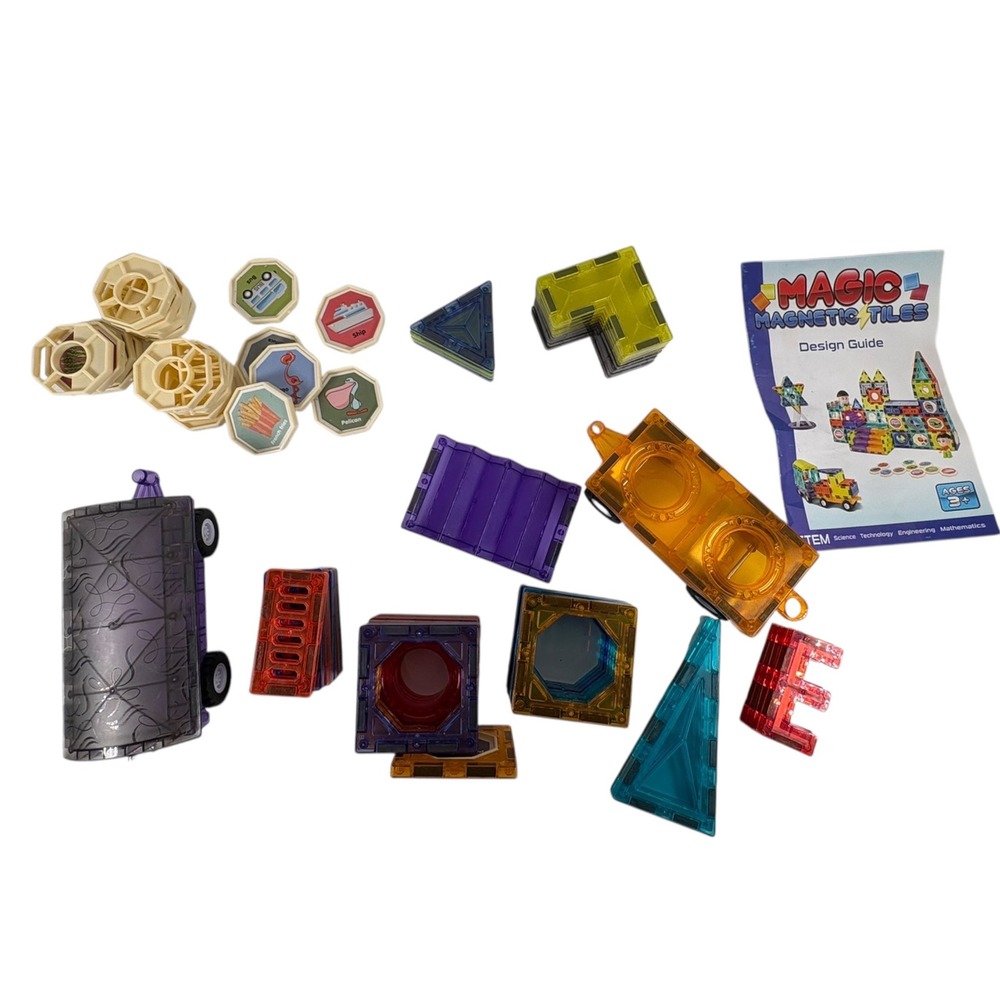 Magic Magnetic Tiles Building Set Kids OS Multicolor Excellent STEM Toy Lot
